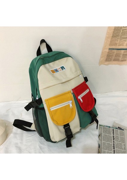 Renk Eşleştirme Bayan Sırt Çantası Okul Çantası Su Geçirmez Naylon Okul Çantası Kızlar Için Uygun Seyahat Sırt Çantası Mochila C (Yurt Dışından) fiyatları