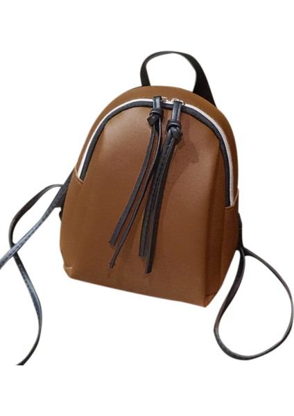 Moda Bayan Sırt Çantası Mini Deri Omuz Çantası Küçük Seyahat Sırt Çantası Okul Kız Schoolbag Telefonu Çanta Kahverengi (Yurt Dışından)