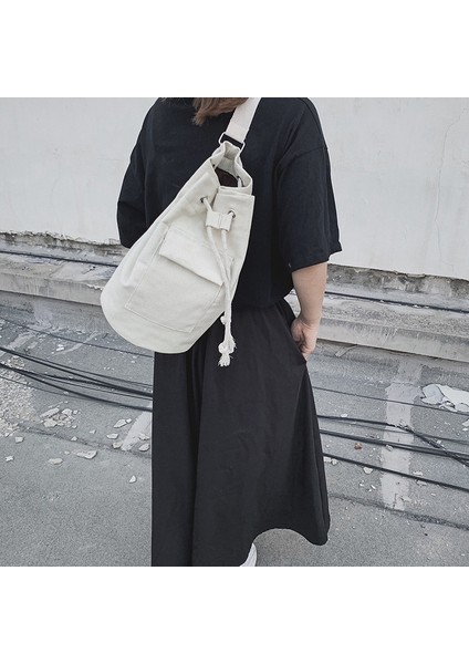 Moda Sırt Çantası Kadın Çantası Büyük Kapasiteli Kanvas Halat Seyahat Çantası Çok Amaçlı Spor Çantası Siyah (Yurt Dışından) fırsatları