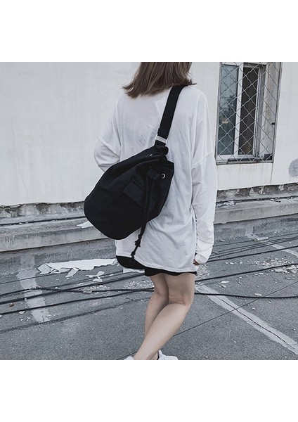 Moda Sırt Çantası Kadın Çantası Büyük Kapasiteli Kanvas Halat Seyahat Çantası Çok Amaçlı Spor Çantası Siyah (Yurt Dışından) indirimleri