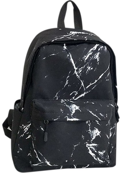 Net Kırmızı Mermer Desen Sırt Çantası Öğrenci Kişilik Serin Taşınabilir Kadın Sırt Çantası Siyah (Yurt Dışından)