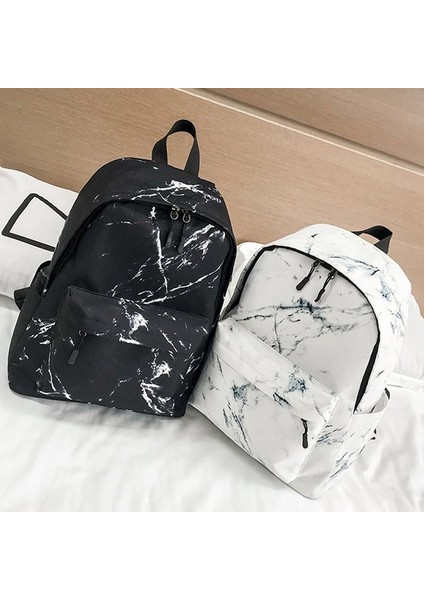 Net Kırmızı Mermer Desen Sırt Çantası Öğrenci Kişilik Serin Taşınabilir Kadın Sırt Çantası Siyah (Yurt Dışından) fiyatları