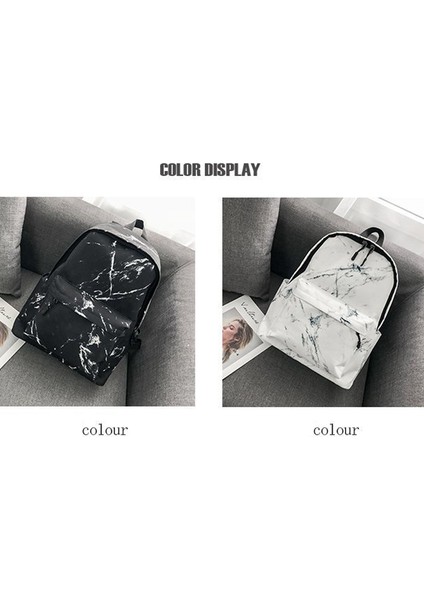 Net Kırmızı Mermer Desen Sırt Çantası Öğrenci Kişilik Serin Taşınabilir Kadın Sırt Çantası Siyah (Yurt Dışından) indirimleri