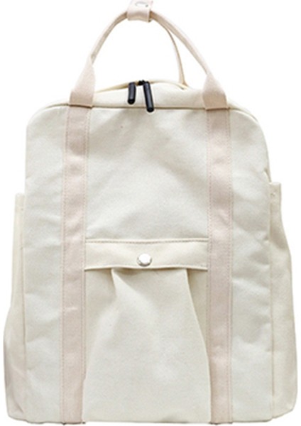 Erkek ve Kadın Günlük Sırt Çantası Büyük Kapasiteli Okul Çantası Seyahat Okul Çantası Düz Renk Sırt Çantası Beyaz (Yurt Dışından)