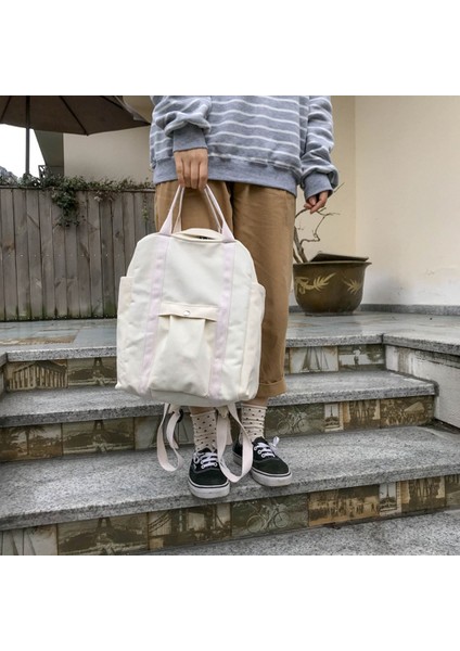 Erkek ve Kadın Günlük Sırt Çantası Büyük Kapasiteli Okul Çantası Seyahat Okul Çantası Düz Renk Sırt Çantası Beyaz (Yurt Dışından) fiyatları
