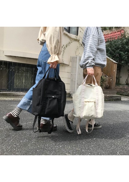 Erkek ve Kadın Günlük Sırt Çantası Büyük Kapasiteli Okul Çantası Seyahat Okul Çantası Düz Renk Sırt Çantası Beyaz (Yurt Dışından) modelleri