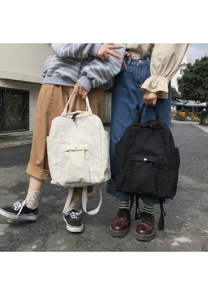 Erkek ve Kadın Günlük Sırt Çantası Büyük Kapasiteli Okul Çantası Seyahat Okul Çantası Düz Renk Sırt Çantası Beyaz (Yurt Dışından) indirimleri