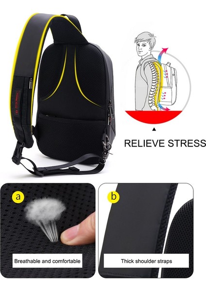 Koyu Gri Yeni Erkek Moda Spor Anti-Hırsızlık Göğüs Çantası Omuz Askılı Çanta Açık Hava Sporları Sürme Sırt Çantası (Yurt Dışından) indirimleri