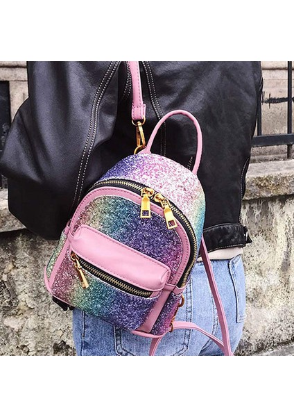 Kadın Kızlar Parlayan Sırt Çantası Dönüştürülebilir Omuz Çanta Çocuk Seyahat Çantası Sırt Çantası, Degrade Pembe (Yurt Dışından) fırsatları