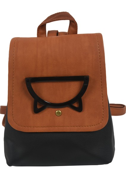 Yeni Sırt Çantası Basit Yumuşak Kardeş Çizgi Film Görüntüsü Kapaklı Kova Çanta Siyah (Yurt Dışından)