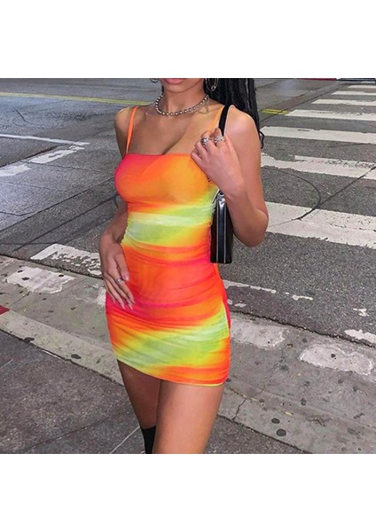 Kadın Yeni Stil Y Kalça Baskı ve Boyama Askılı Kısa Etek Çok Renkli S (Yurt Dışından) modelleri