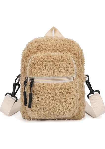 Bayanlar Moda Bir Omuz Çapraz Sırt Çantası Tote Çanta Tote Çanta Peluş Sırt Çantası Haki (Yurt Dışından)
