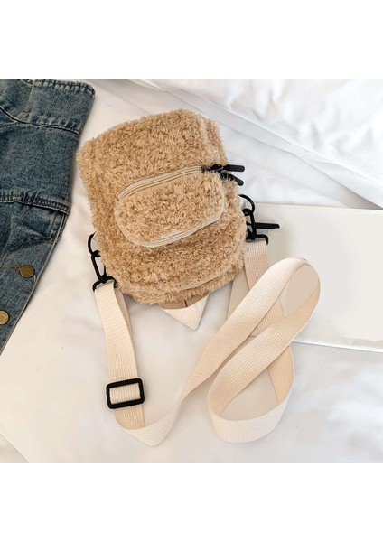 Bayanlar Moda Bir Omuz Çapraz Sırt Çantası Tote Çanta Tote Çanta Peluş Sırt Çantası Haki (Yurt Dışından) fırsatları