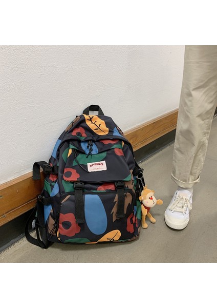 Büyük Kapasiteli Sırt Çantası Ülke Tarzı Bayanlar Çiçek Eğlence Seyahat Çantası Yüksek Kaliteli Öğrenci Okul Çantası-Siyah (Yurt Dışından) indirimleri