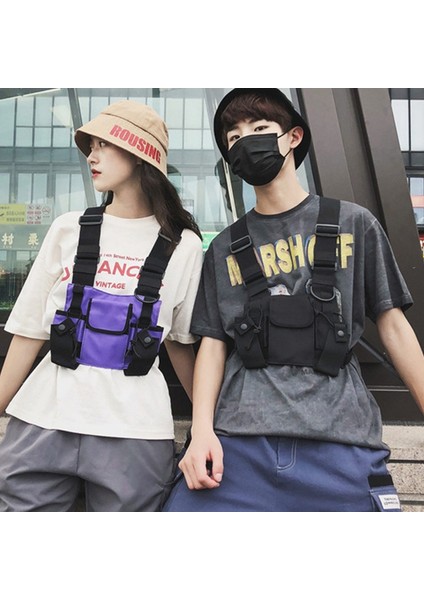 Erkekler ve Kadınlar Hip-Hop Gelgit Marka Yelek Çok Fonksiyonlu Fonksiyonel Göğüs Çantası Takım Yelek Sırt Çantası Gri (Yurt Dışından) modelleri