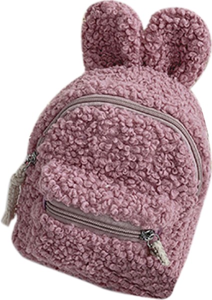 Sevimli Yürümeye Başlayan Çocuk Kız Polar Karikatür Sırt Çantası Okul Çantası Omuz Çantası Sırt Çantası-Mor (Yurt Dışından)