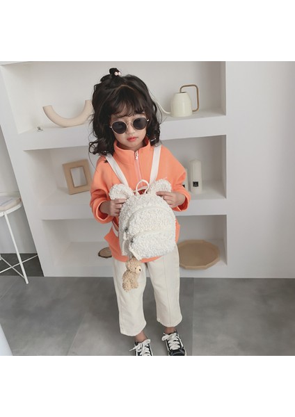 Sevimli Yürümeye Başlayan Çocuk Kız Polar Karikatür Sırt Çantası Okul Çantası Omuz Çantası Sırt Çantası-Mor (Yurt Dışından) modelleri