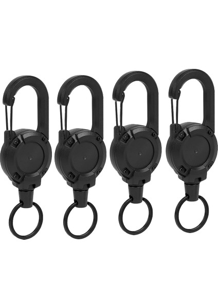 Ağır Hizmet Tipi Geri Çekilebilir Anahtarlık, 4 Adet Geri Çekilebilir Rozet Tutucu, Geri Çekilebilir Kimlik Kartı Makarası Ağır Hizmet Tipi Makara Klipleri (Siyah) (Yurt Dışından)