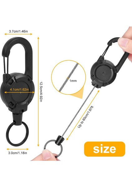 Ağır Hizmet Tipi Geri Çekilebilir Anahtarlık, 4 Adet Geri Çekilebilir Rozet Tutucu, Geri Çekilebilir Kimlik Kartı Makarası Ağır Hizmet Tipi Makara Klipleri (Siyah) (Yurt Dışından) fiyatları