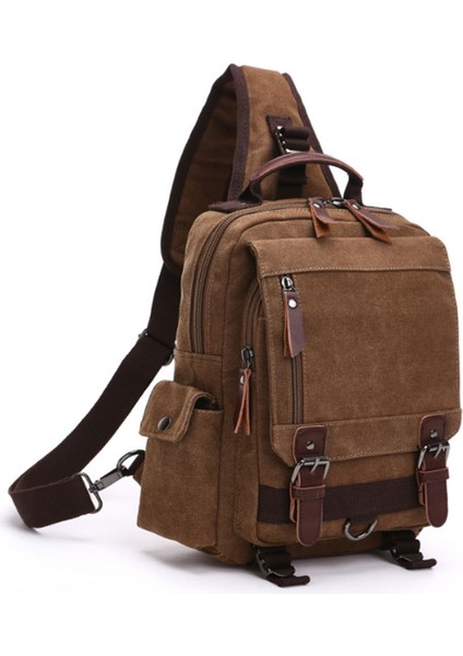 Şık Kanvas Messenger Çanta Omuz Çantası Seyahat Sırt Çantası (Kahve Rengi) (Yurt Dışından)