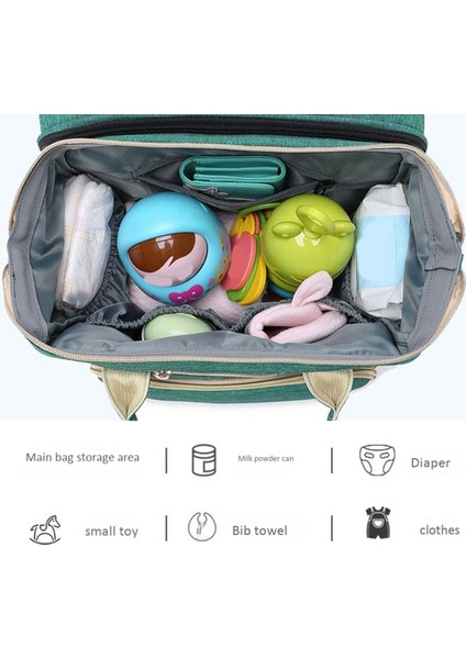 Çok Fonksiyonlu Bebek Bezi Çantası Sırt Çantası Seyahat Taşınabilir Büyük Kapasiteli Çift Omuz Anne Katlanabilir Beşik Çantası Koyu Yeşil (Yurt Dışından) modelleri