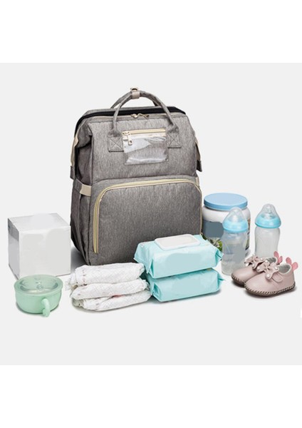 Çok Fonksiyonlu Bebek Bezi Çantası Sırt Çantası Seyahat Taşınabilir Büyük Kapasiteli Çift Omuz Anne Katlanabilir Beşik Çantası Koyu Yeşil (Yurt Dışından) fırsatları