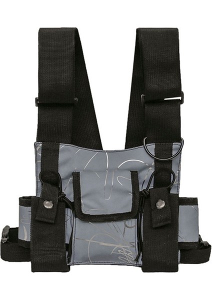 Göğüs Rig Çanta Fonksiyonel Doğa Sporları Göğüs Çantası Erkekler Koruyucu Yansıtıcı Üst Göğüs Yelek Çanta Bisiklet Balıkçılık (Yurt Dışından)