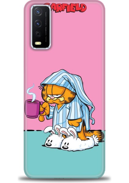 Vivo Y20S Kılıf Hd Baskılı - Garfield + 9h Nano Ekran Koruyucu