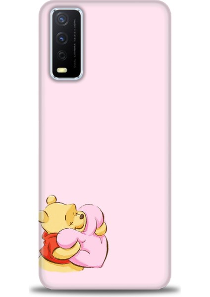 Vivo Y20S Kılıf Hd Baskılı - Winnie The Pooh Kalpli + 9h Nano Ekran Koruyucu