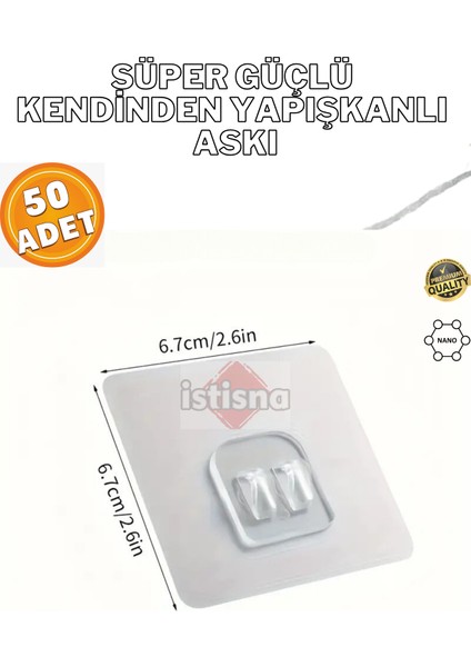 50 Adet Süper Güçlü Şeffaf Çerçeve Askısı Lekesiz Duvar Yapışkanı Mutfak Banyo Raf Tutucu Aksesuarı