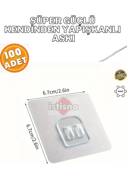 100 Adet Süper Güçlü Şeffaf Çerçeve Askısı Lekesiz Duvar Yapışkanı Mutfak Banyo Raf Tutucu Aksesuarı