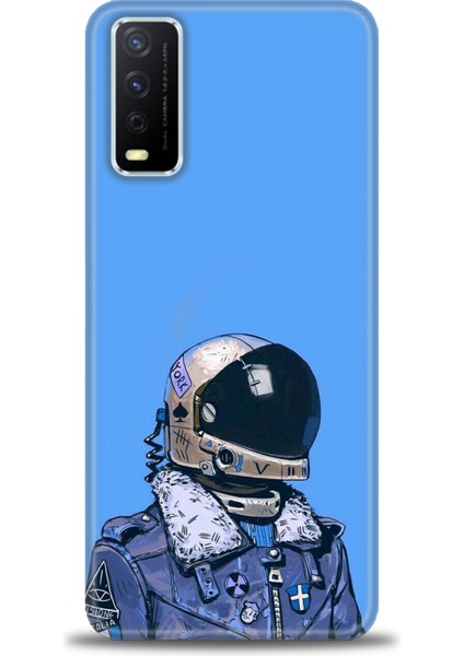 Vivo Y20S Kılıf Hd Baskılı - Mavi Astronot + 9h Nano Ekran Koruyucu