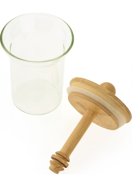 Bambu Kaşıklı Bal Kavanozu - Şeffaf - 14,5 cm indirimleri
