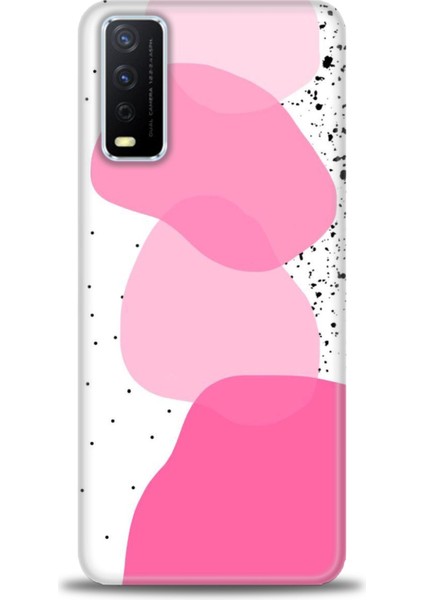 Vivo Y11S Kılıf Hd Baskılı - Pembe Beyaz Siyah + 9h Nano Ekran Koruyucu