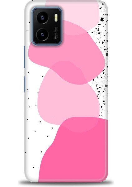 Vivo Y15S Kılıf Hd Baskılı - Pembe Beyaz Siyah + 9h Nano Ekran Koruyucu