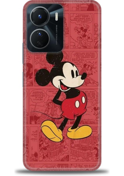 Vivo Y16 Kılıf Hd Baskılı - Kırmızı Mickey + 9h Nano Ekran Koruyucu