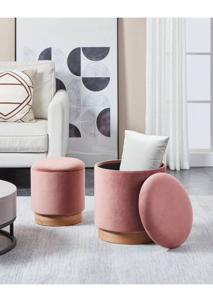 424031 "mashıke" Pembe 2'li Set Puf 42CM Yüksekliğinde 37CM Çapında