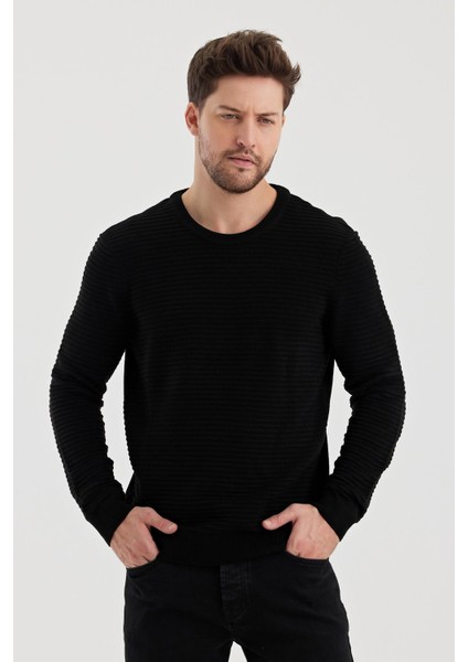 Alexandergardı Bisiklet Yaka Çizgi Dokulu Regular Fit Kazak (E24-EZE-10) modelleri