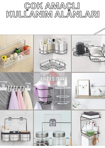 18 Adet Süper Güçlü Şeffaf Çerçeve Askısı Lekesiz Duvar Yapışkanı Mutfak Banyo Raf Tutucu Aksesuarı