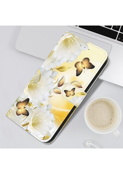Samsung Galaxy A16 Manyetik Kapatma Pu Deri Kelebek Çiçek (Yurt Dışından)
