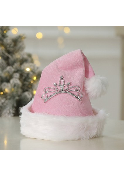 Bahar Sabahı Yeni Noel Süslemeleri Yetişkinler Için Yeni Tatil Kostümleri Pembe Taç Noel Peluş Şapka (Yurt Dışından)