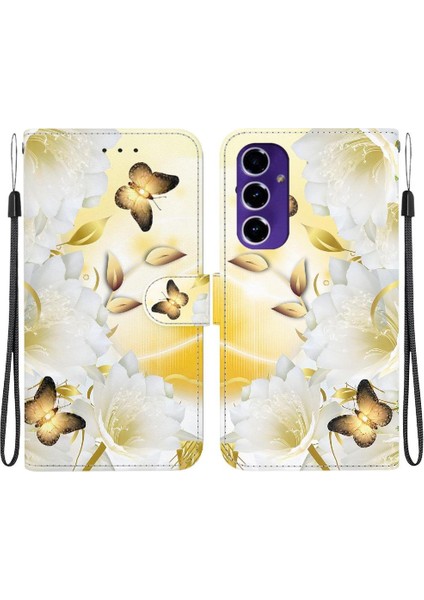 Samsung Galaxy A16 Manyetik Kapatma Pu Deri Kelebek Çiçek (Yurt Dışından)