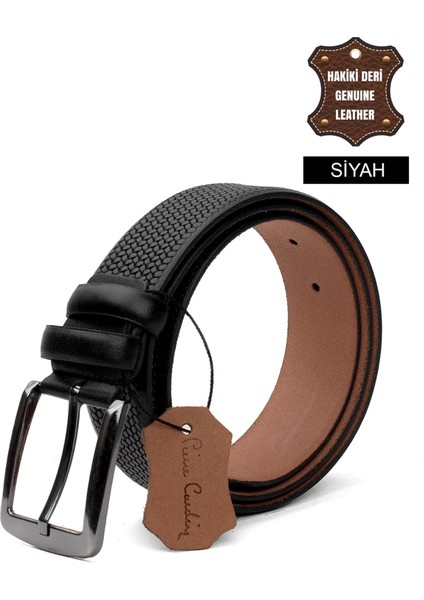 PC408 Erkek 4 cm Deri Kemer Siyah