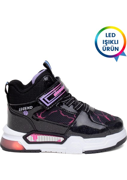 Elit ASCNK042 Patik Kız Çocuk Hi Sneaker Siyah - Lila