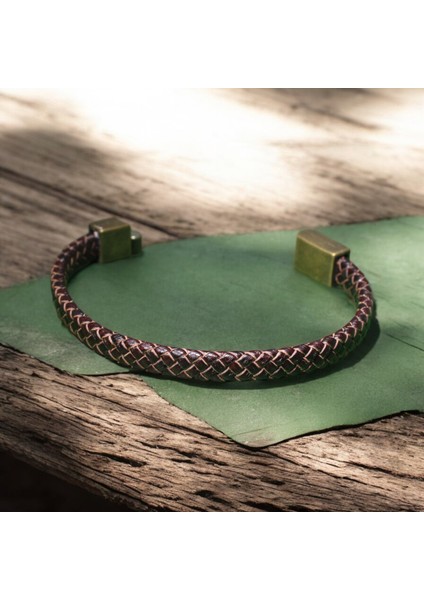 Kahverengi Örgü Deri Bileklik | Metal Mıknatıs Kapatma fırsatları