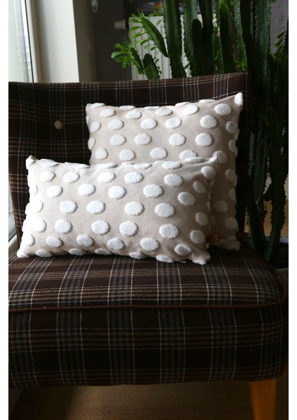 Bohem Özel Tasarım Punch Panç Desen Dekoratif Kırlent Kılıfı Point Bej 50 x 50 cm indirimleri