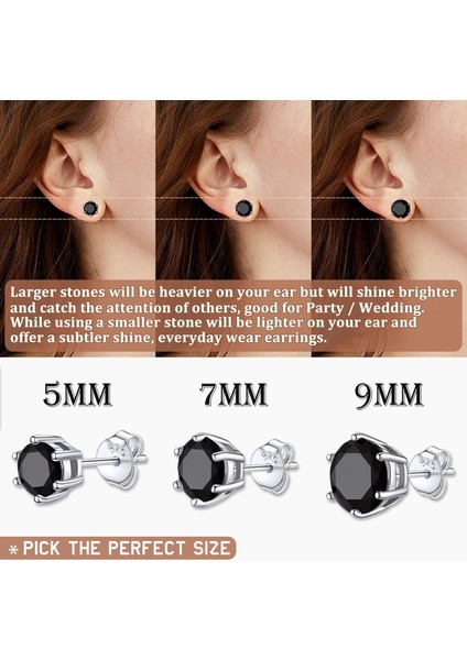 Laatikui Siyah Cz Elmas Küpe Kadın Erkek Için Gümüş Damızlık Küpe Yuvarlak Kesim Kübik Zirkonya Küpe Hassas Kulaklar Için (7mm, Siyah) (Yurt Dışından) fırsatları