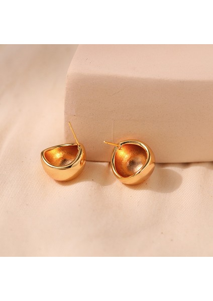 Pirinç Kaplama 18K Gerçek Altın Küçük Boy Kızdırma Metal Kulak Çiviler Geometrik Retro Kişiselleştirilmiş Küpe (Yurt Dışından) modelleri
