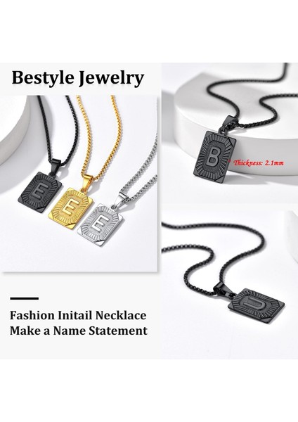 Laatikui Collar Con Colgante Inicial Con Etiqueta De Perro Negra, Letra R, Caja De Acero Inoxidable, Cadena Con Nombre Para Hijo, Papá, Marido (Yurt Dışından) fırsatları