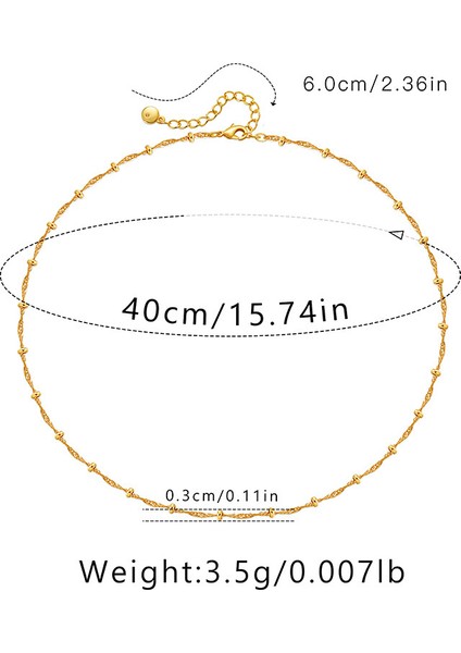 18K Gerçek Altın Kaplama Copperplain Zincir Minimalist Tarzı Klavikula Zincir Aşk O Zincir Metal Daire Dokusu Kolye (Yurt Dışından)